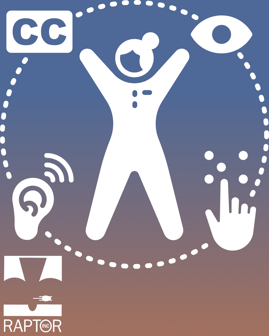 Accessibility icon from Canva on RAPTOR Inc. logo colors (blue-brown American Kestrel)